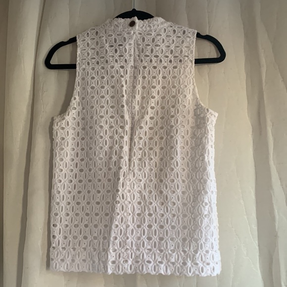 J Crew White Cotton Eyelet Sleeveless Top Size 10 - Picture 5 of 7